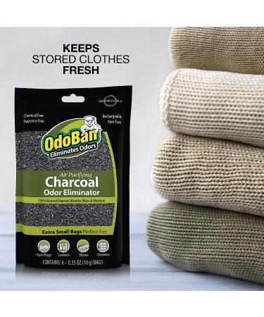 OdoBan Charcoal Air Purifying Natural Odor Eliminator 6-Pack - 10g Bags, Non-Toxic & Fragrance-Free - Buy Online on GoSupps.com