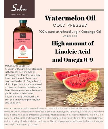 SULU ORGANICS 100% Pure Unrefined Cold Pressed Watermelon Seed Oil | Ootanga Oil 8 fl. oz - Premium Natural Skincare - Buy Online on GoSupps.com