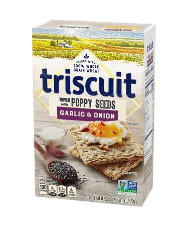 Triscuit Garlic & Onion Poppy Seed Crackers 8oz (Pack of 6) | Non-GMO, Savory Snack Option - Buy Online on GoSupps.com