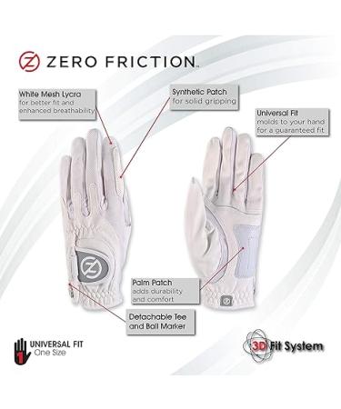 Zero Friction Ladies Compression-Fit Synthetic Golf Glove 2 Pack Includes free tee pack Universal-Fit - White-Pink - Buy Online on GoSupps.com