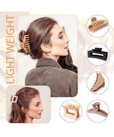 Alhadi 5 Designs Large Hair Clips for Women - Rectangular Claw Clips for Thick Hair - Non-Slip Banana Clip - Matte Square Hair Clips - Extra Large Claw Clips - Multiple Colors - Buy Online on GoSupps.com