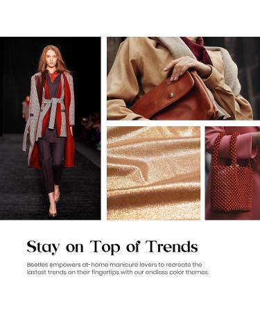 Beetles 6 Color Gel Nail Polish Set - Modern Retro Fall/Winter Shades - Soak Off Gel Polish Kit with LED Lamp - Christmas Nail Art DIY at Home - Brown, Yellow, Gold Glitter, Wine Red - A-Modern Retro Collection - Buy Online on GoSupps.com