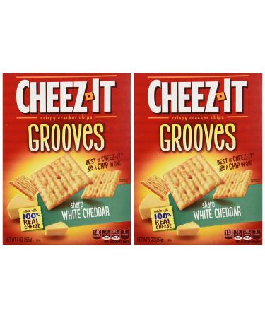 Cheez-It Grooves Cheese Crackers Crunchy Snack Crackers Lunch Snacks Sharp White Cheddar 9oz Box (1 Box)