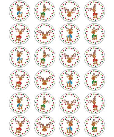 Reindeer Christmas style 24 pre-cut edible party decorations Wafer Paper Cupcake Topper Cake - Buy Online on GoSupps.com