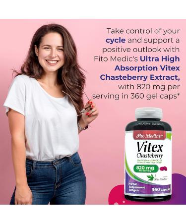 FITO MEDIC'S Lab Vitex Supplement for Women - Menopause Support - 820mg - 360 Gel Caps - Buy Online on GoSupps.com