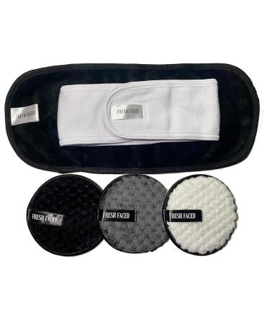 Fresh Faced Reusable Face Cleaning Pads Gift Set | Vegan Makeup Remover | 3 Microfiber Washable Pads with Headband & Laundry Bag - Buy Online on GoSupps.com
