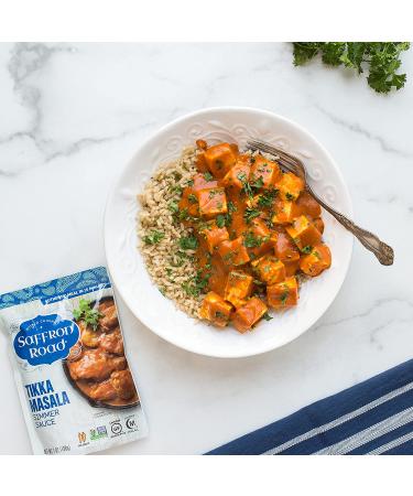 Saffron Road Tikka Masala Simmer Sauce - Non-GMO, Gluten-Free, Halal, Kosher, Vegetarian (7 oz, Pack of 8) - Buy Online on GoSupps.com