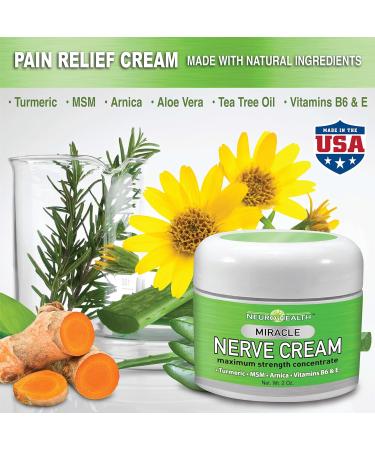 Neuro Health Miracle Nerve Cream 2oz Jar 2 Pack - Turmeric, Arnica, Vitamin B6 & E MSM Formula for Feet, Hands, Legs, Toes - Scientifically Developed for Maximum Effectiveness - Buy Online on GoSupps.com