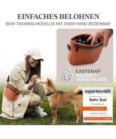 Heimatpfoten Leather Imitation Dog Feeding Bags - One-Hand Magnetic Closure | Cognac Brown - Buy Online on GoSupps.com