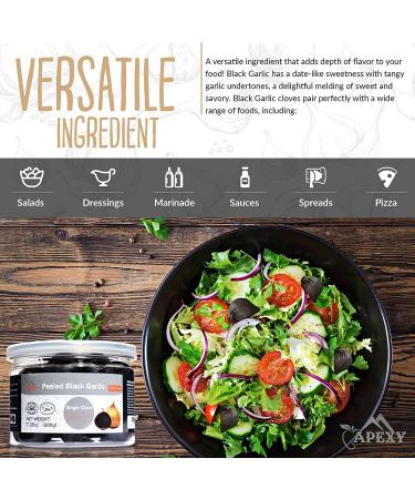 APEXY Whole Black Garlic 7.02 Oz Jar - 90 Days Fermented & Naturally Aged - Peeled Cloves - Gourmet Superfood - Halal Certified - Buy Online on GoSupps.com
