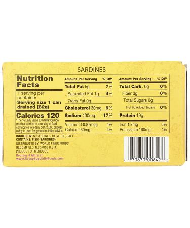 Reese Skinless Boneless Sardines in 100% Olive Oil - Pack of 10 (4.38 oz Each) - Buy Online on GoSupps.com