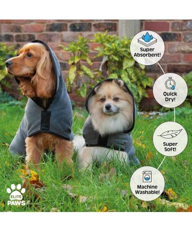 Elite Paws UK Luxury Microfibre Drying Robe for Pets - Super Absorbent Towelling Coat for Quick Drying (M - 40-48cm) - Buy Online on GoSupps.com