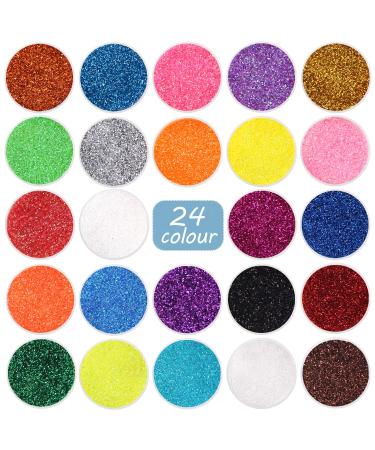 Fine Glitter 24 Colors Craft Glitter for Resin Makeup for Body Nail Face Hair Eyeshadow Lip Gloss Making Powder 5.5oz