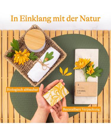 Buy Lubiu Marigold Soap - 100g Handmade Natural Shower & Hand Soap for Men Women & Children | Ideal Solid Soap Gift - Buy Online on GoSupps.com