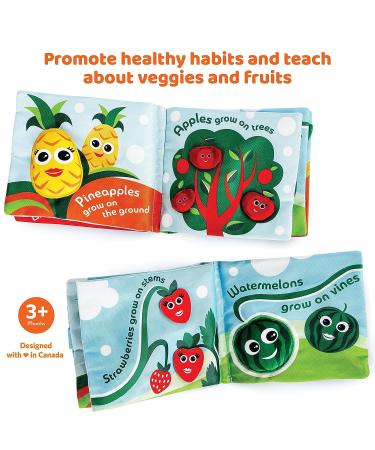 Interactive Veggies & Fruits Baby Book | Soft Teething Cloth Book for Babies 3 Months - Buy Online on GoSupps.com