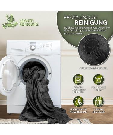 Sinnlein Heating Ceiling 200x180cm - T V S d GS Checked | Electric Thermal Blanket with Timer & 9 Temp Levels | Washable | Digital Display | Cuddly Black Blanket - Buy Online on GoSupps.com