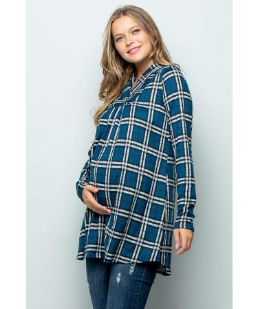 High Neck Maternity Knit Sweater - Long Sleeve Tunic Pullover Top (S Teal/Blk) - Made in USA - Buy Online on GoSupps.com