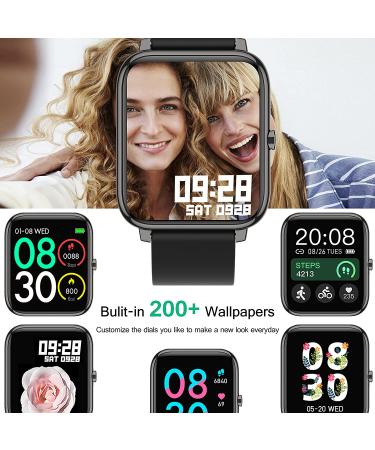 Popglory Smartwatch with Blood Pressure, Oxygen & Heart Rate Monitor - Full Touch Fitness Tracker for Android & iOS - Men Women Black - Buy Online on GoSupps.com