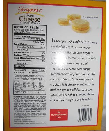 Trader Joe's Organic Mini Cheese Sandwich Crackers 7.5oz (2 Pack) - Healthy Snack Choice - Buy Online on GoSupps.com