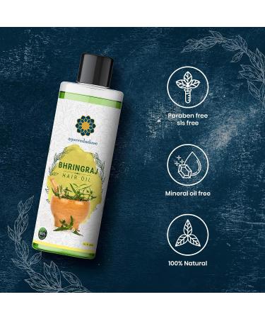 AYURVEDASHREE Bhringraj Hair Oil 6.76 fl oz - Infused with Bhringraj, Amla, Kalonji, and Essential Oils - 200 ml - Buy Online on GoSupps.com