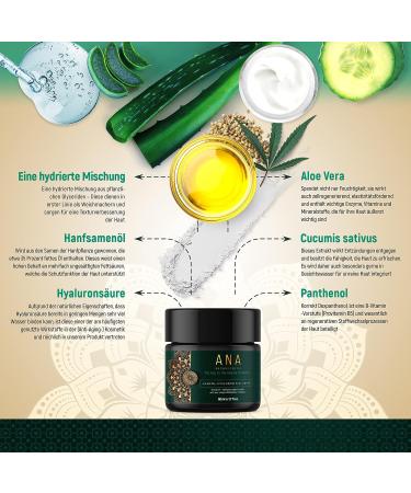  ANA Naturkosmetik Anti-Aging Moisturizer with Organic Hyaluronic Acid 50ml - Highly Dosed Hyaluron for Face and Neck - Anti-Wrinkle Day and Night Cream with Aloe Vera & Oil - Buy Online on GoSupps.com