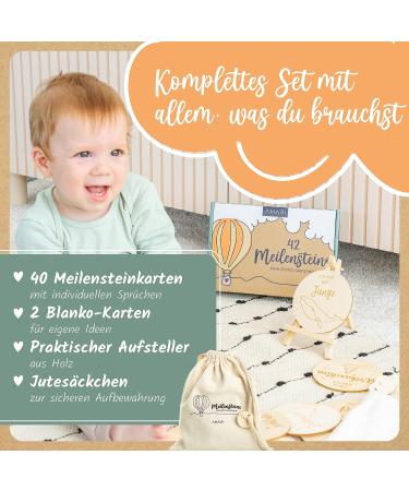 Amari Wooden Milestone Cards - 42 Baby Milestones Perfect Gift for Baby Showers & Monthly Celebrations - Buy Online on GoSupps.com