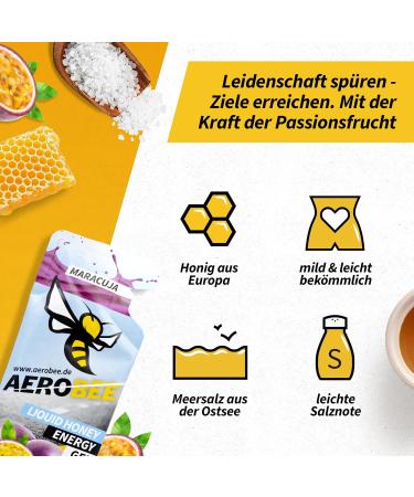 Aerobee Energy Liquid Gel - Maracuja 10x26g | 100% Natural Honey Sports Gel for Endurance Running & Power | Delicious Carbohydrate Energy Gel - Buy Online on GoSupps.com