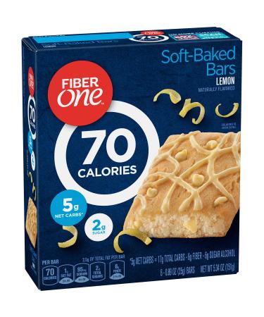 Fiber One 70 Calorie Soft-Baked Bars, Lemon, Snack Bars, 6 ct