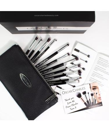Oscar Charles Eye Makeup Brush Set | 12 Premium Brushes & Luxury Silver Cosmetic Bag | Perfect for Professional & Everyday Use - Buy Online on GoSupps.com
