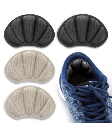 Sibba 2 Pairs Heel Grips Shoes Pads for Shoes Too Big Self-Adhesive Foot Cushions Pads for Women Men Thick Shoe Inserts Back Insoles Anti Blister Shoe Liners Heel Protectors (Black&Nude)