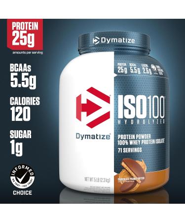 Dymatize ISO100 Hydrolyzed Protein Powder 100% Whey Isolate Protein 25g of Protein 5.5g BCAAs & Elite Casein - Chocolate 4lb - Buy Online on GoSupps.com