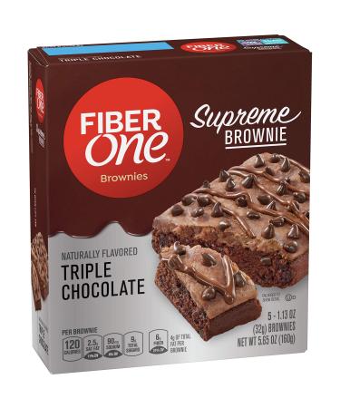 Fiber One Supreme Brownies, Triple Chocolate, 5 ct (Pack of 8)