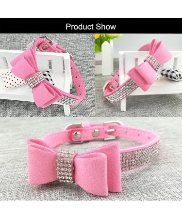 Newtensina Fashion Dog Collar and Lead with Bow Tie Bling Puppy Collar Leash with Bow for Dog - Pink - XS XS Pink - Buy Online on GoSupps.com