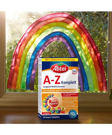 Abbey A-Z Complete Long-Term Multivitamin 24 High-Dose Vitamins & Minerals Vegetarian Lab Tested 40 Cherry Depot Tablets (1 Pack) for Optimal Health - Buy Online on GoSupps.com