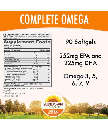 Sundown Complete Omega Wild Alaskan Salmon Oil 1400mg Softgels - 90 Count - Buy Online on GoSupps.com
