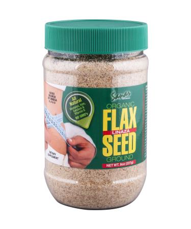 Sanar Naturals Organic Ground Flaxseed, 8 Ounce - Semilla de Lino, Linaza, Great Source of Omega 3,6,9, Dietary Fibers, Lignans, and Protein - Buy Online on GoSupps.com