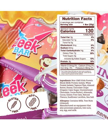 ZEEK BAR Kids Protein Bars | 50% Less Sugar | 8g Protein | Brownie Blast Off Flavor | 12 Count Pack - Buy Online on GoSupps.com