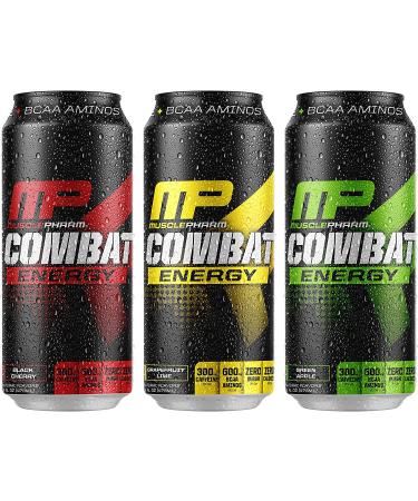 MusclePharm Combat Energy Drink 16oz (Pack of 12) Variety Pack - Grapefruit Lime  Green Apple & Black Cherry - Sugar Free Calories Free - Perfectly Carbonated with No Artificial Colors or Dyes Variety Pack (Grapefruit Lime  Black Cherry  Green Apple) - Buy Online on GoSupps.com