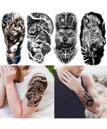 24 Sheets Cool Super Large Full Arm Temporary Tattoo Sleeve for Men & Women - Flower, Eagle, Compass, Tribal Tiger - 16 Sheets Thigh Adults Tatoo - FANRUI - Buy Online on GoSupps.com