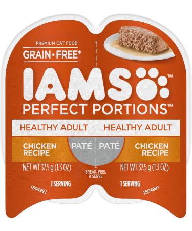 IAMS Perfect PORTIONS Healthy Adult Wet Cat Food Cuts in Gravy - Chicken Flavour 75g Tray Orange & Perfect PORTIONS Healthy Adult Grain Free* Wet Cat Food Pate 2.6 oz. Easy Peel Twin-Pack Trays Cat Food + Cat Food 2.6 oz - Buy Online on GoSupps.com