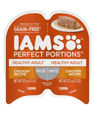 IAMS Perfect Portions Healthy Grain Free Wet Cat Food, Pate and Cuts in Gravy, 24 Twin Packs Pate Chicken 1.3 Ounce (Pack of 48)