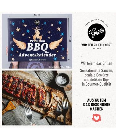 Gepp's BBQ Advent Calendar - 24 Unique Sauces Spices & Rubs for Cooking & Grilling | Ideal Gift for Men & Women - Buy Online on GoSupps.com
