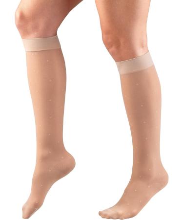 Truform Sheer Compression Stockings for Women - 15-20 mmHg Knee High Length Dot Pattern Nude Small (2 Pairs) - International Shipping Available - Buy Online on GoSupps.com