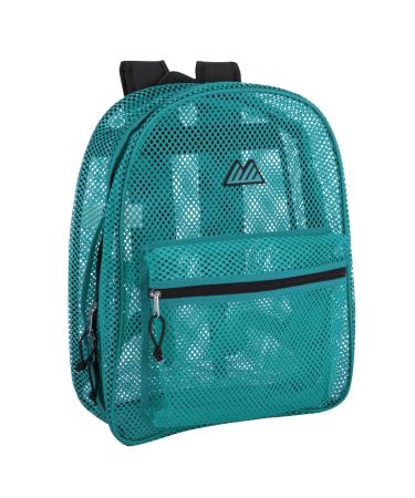 Summit Ridge Mesh Backpacks for Kids, Adults, School, Beach, and Travel, Colorful Transparent Mesh Backpacks with Padded Straps Aqua