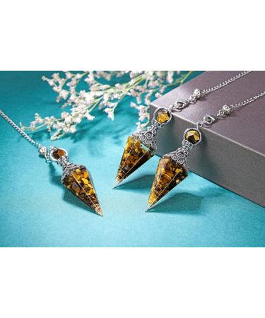 Buy Tiger Eye Gemstone Pendulum Pendant with Chain | Reiki Healing & Dowsing | Balance Bracelet - Buy Online on GoSupps.com
