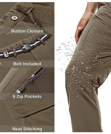 NATUVENIX Men's Quick Dry Hiking Pants - Lightweight Water-Resistant Work Pants for Outdoor Activities - Khaki, 36W x 30L (Belt Included) - Buy Online on GoSupps.com