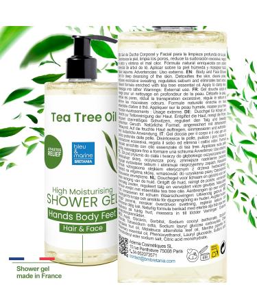 Made in France bleu & marine Bretania Shower gel bath soap and shampoo with tea tree oil 3in1 care for body face and hair 2 x 200 ml suitable for daily use Tea tree 200 ml 2er Pack - Buy Online on GoSupps.com