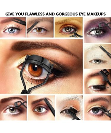 48-Piece Eyelash Curler Set with Mini Kit, Tweezers, Brush, Scissors, Silicone Pads (Black) - Buy Online on GoSupps.com