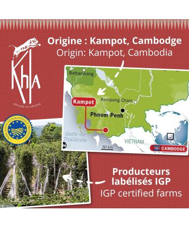 Khla - Organic Kampot Red Pepper - Peppercorns 100g - Traditional Palm Leaf Gift Box - Grand Cru Sweet & Fruity - Cooking Ingredient - Asian Spice - Cambodian Origin - Buy Online on GoSupps.com