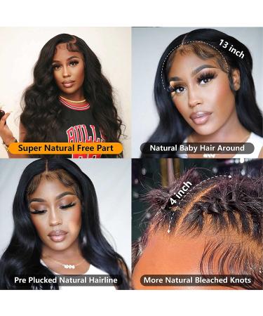 Mesariel 22 Inch Body Wave 13x4 Lace Front Human Hair Wig | HD Lace Pre Plucked with Baby Hair | 150% Density Brazilian Wigs for Black Women - Buy Online on GoSupps.com